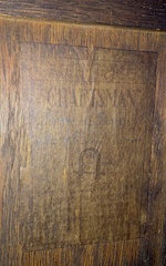 Gustav Stickley paper label on the back of cabinet.